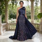 Exquisites Abendkleid mit Pailletten – Dunkelblau, Figurbetont & Bodenlang