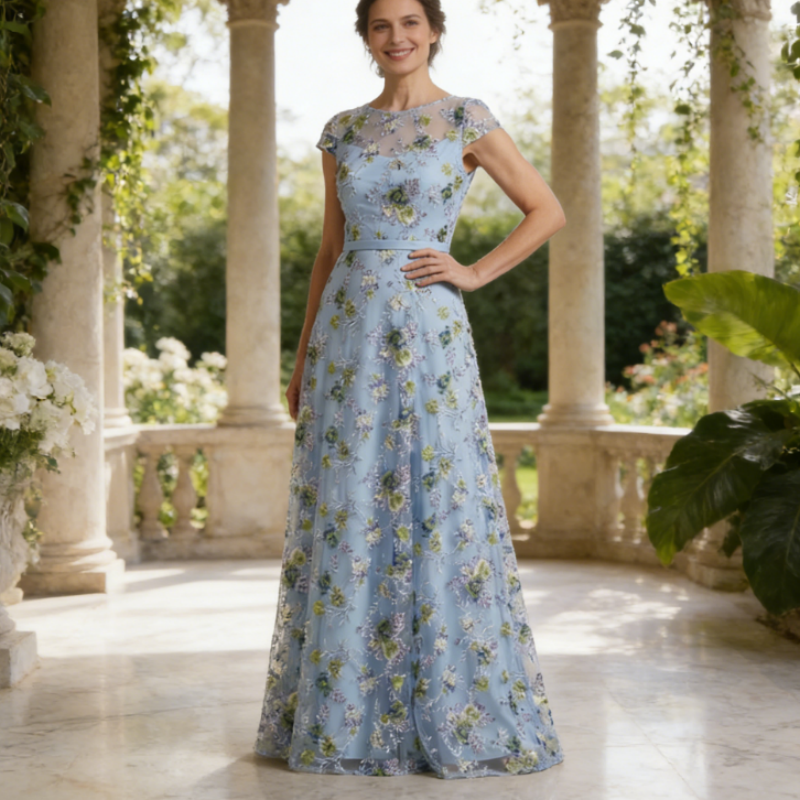 Elegantes Abendkleid mit Floralem Stickerei-Design – Exquisite A-Linie für Gala & Events