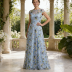 Elegantes Abendkleid mit Floralem Stickerei-Design – Exquisite A-Linie für Gala & Events