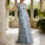 Elegantes Abendkleid mit Floralem Stickerei-Design – Exquisite A-Linie für Gala & Events