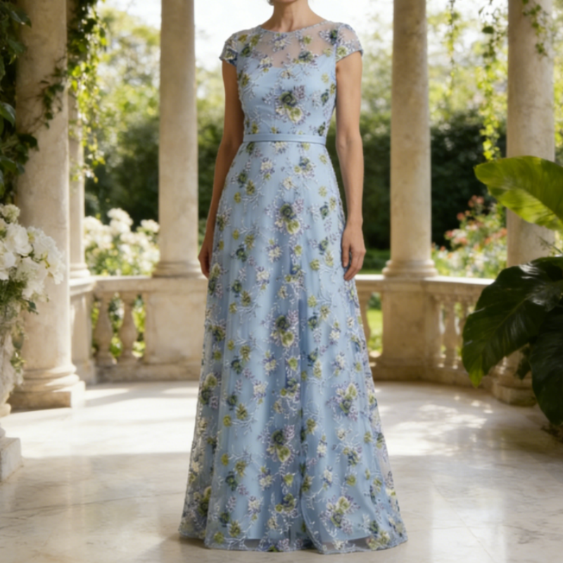 Elegantes Abendkleid mit Floralem Stickerei-Design – Exquisite A-Linie für Gala & Events