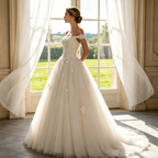 Voluminöses Ballkleid mit Spitze – Schulterfreies Festliches Kleid für Große Auftritte