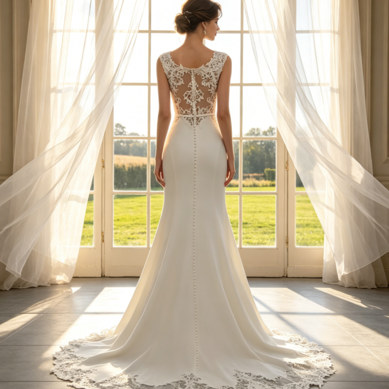 Elegantes Bodenlanges Abendkleid - Ärmelloses Etuikleid mit Spitzenverzierung für Besondere Anlässe