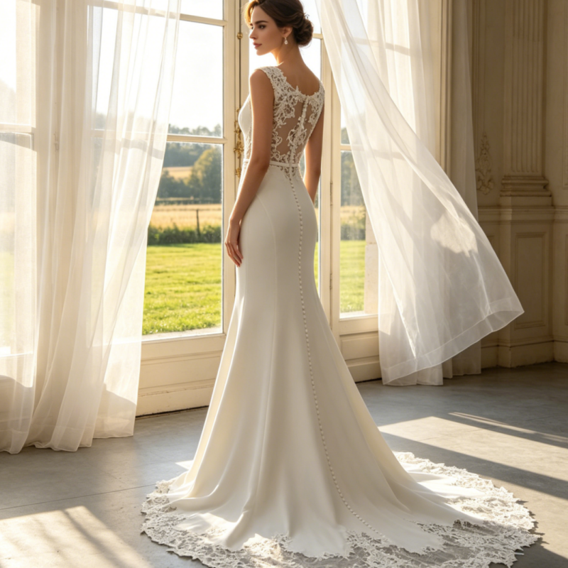 Elegantes Bodenlanges Abendkleid - Ärmelloses Etuikleid mit Spitzenverzierung für Besondere Anlässe