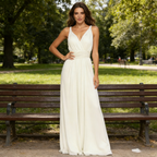 Elegantes Multiway Maxikleid Weiß Rückenfrei Abendkleid mit Elastischer Taille