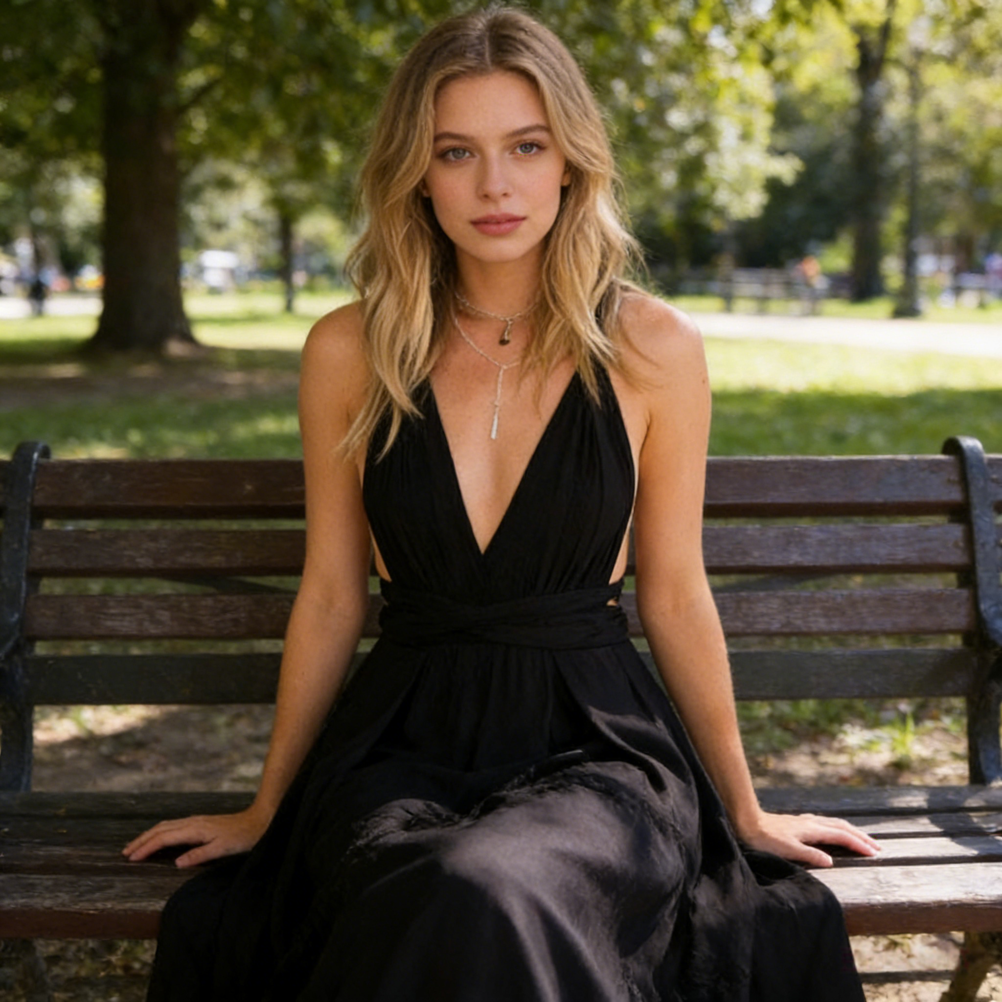 Elegantes Multiway Maxikleid Schwarz Rückenfrei V Ausschnitt Sommerliches Abendkleid