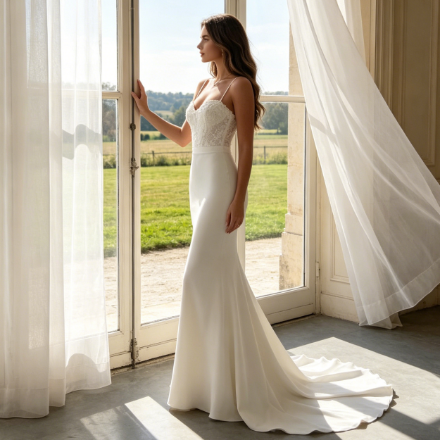 Bodenlange Abendrobe im Meerjungfrau-Stil – Ärmelloses Maxikleid mit Spitzenkorsage