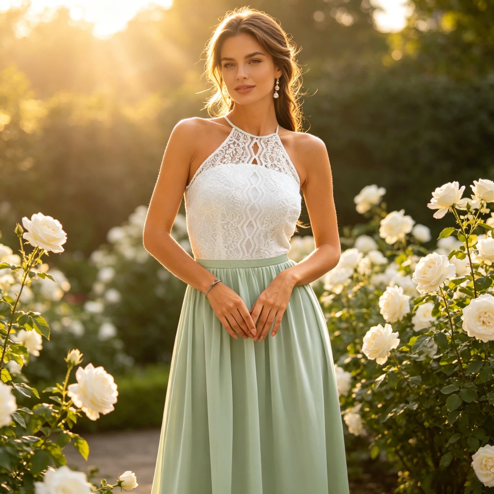 Exquisites Abendkleid in Navyblau mit floraler Pailletten-Stickerei und weitem Tüllrock