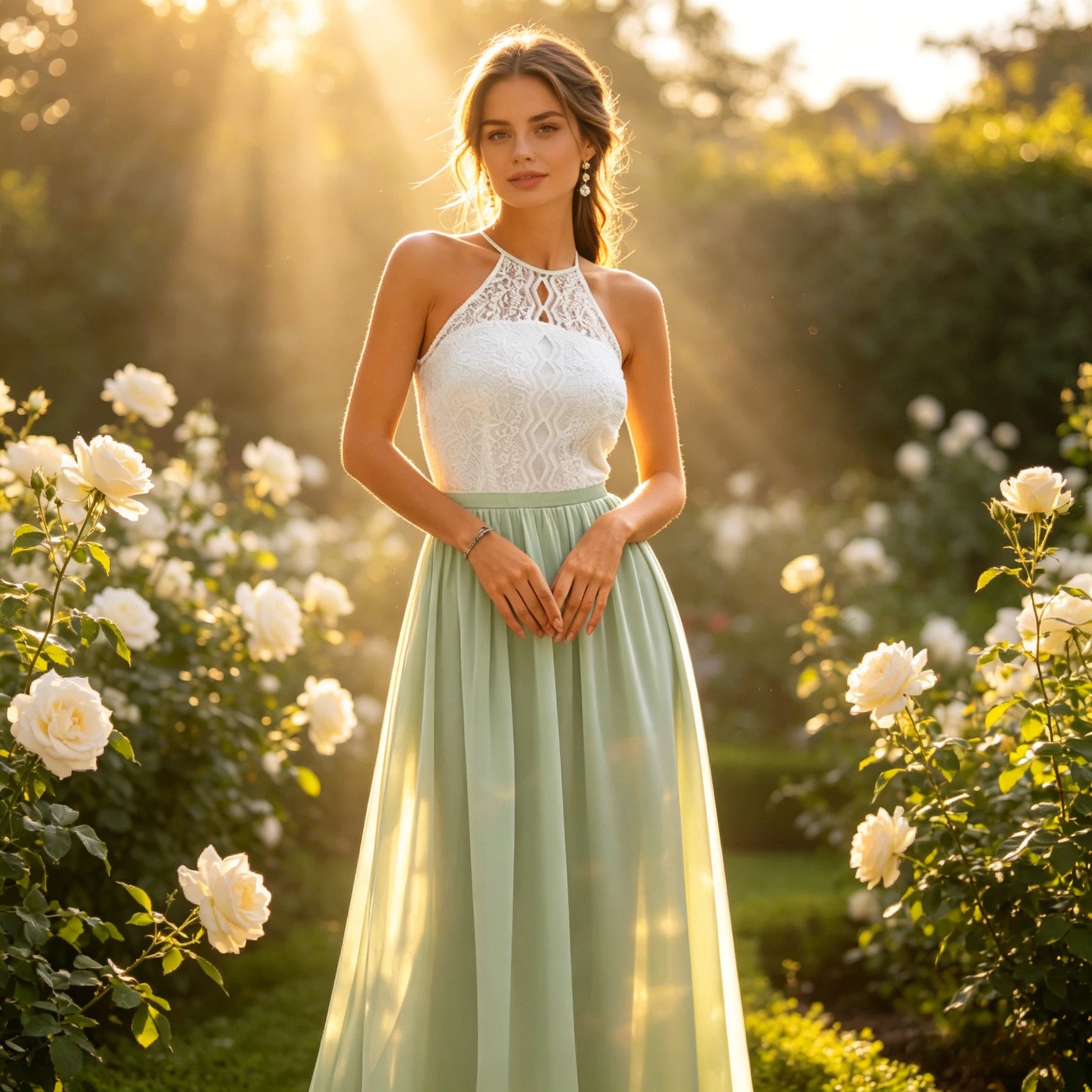 Exquisites Abendkleid in Navyblau mit floraler Pailletten-Stickerei und weitem Tüllrock