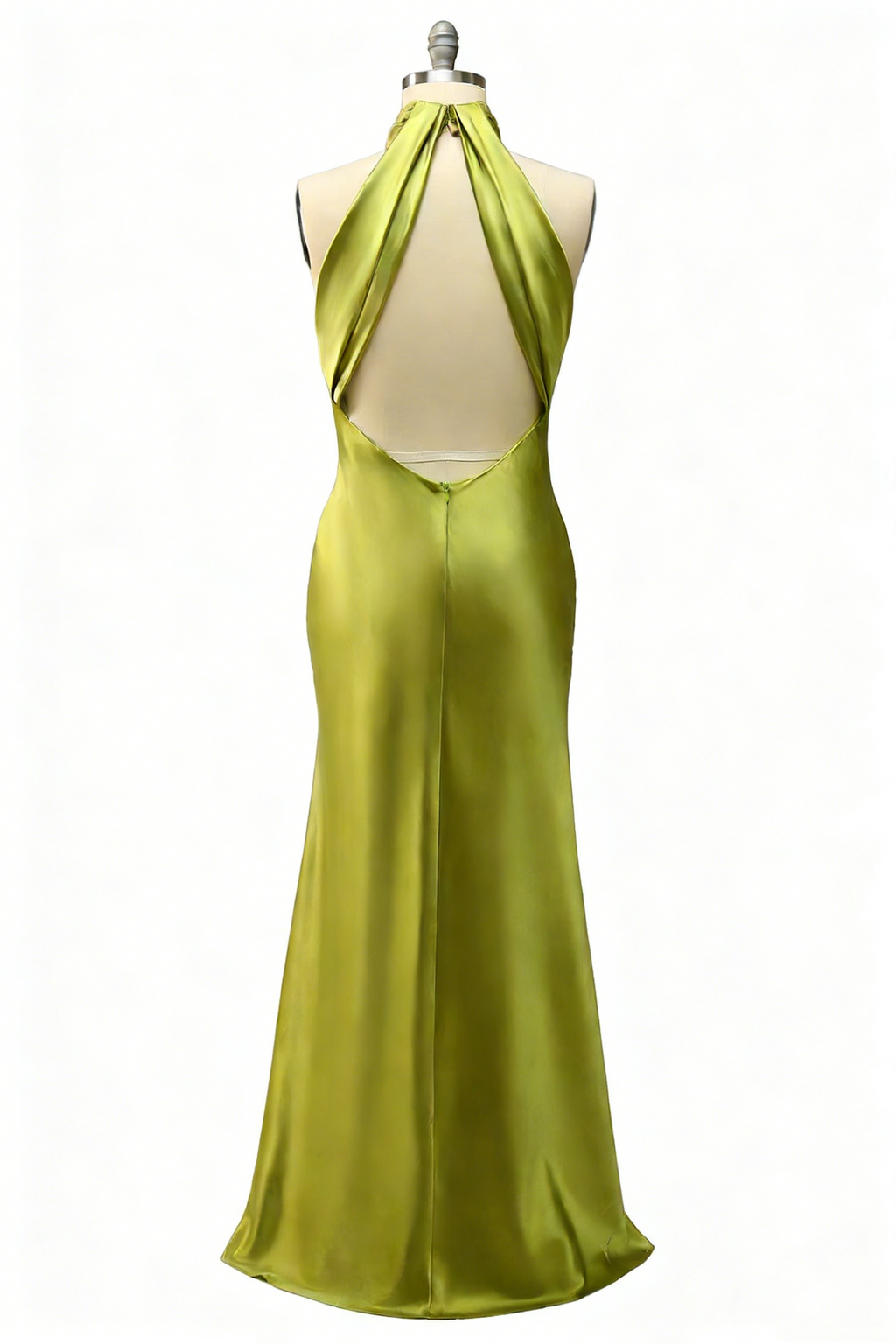 Elegantes Maxikleid in Zitronengrün – Neckholder-tiefem Rückenausschnitt