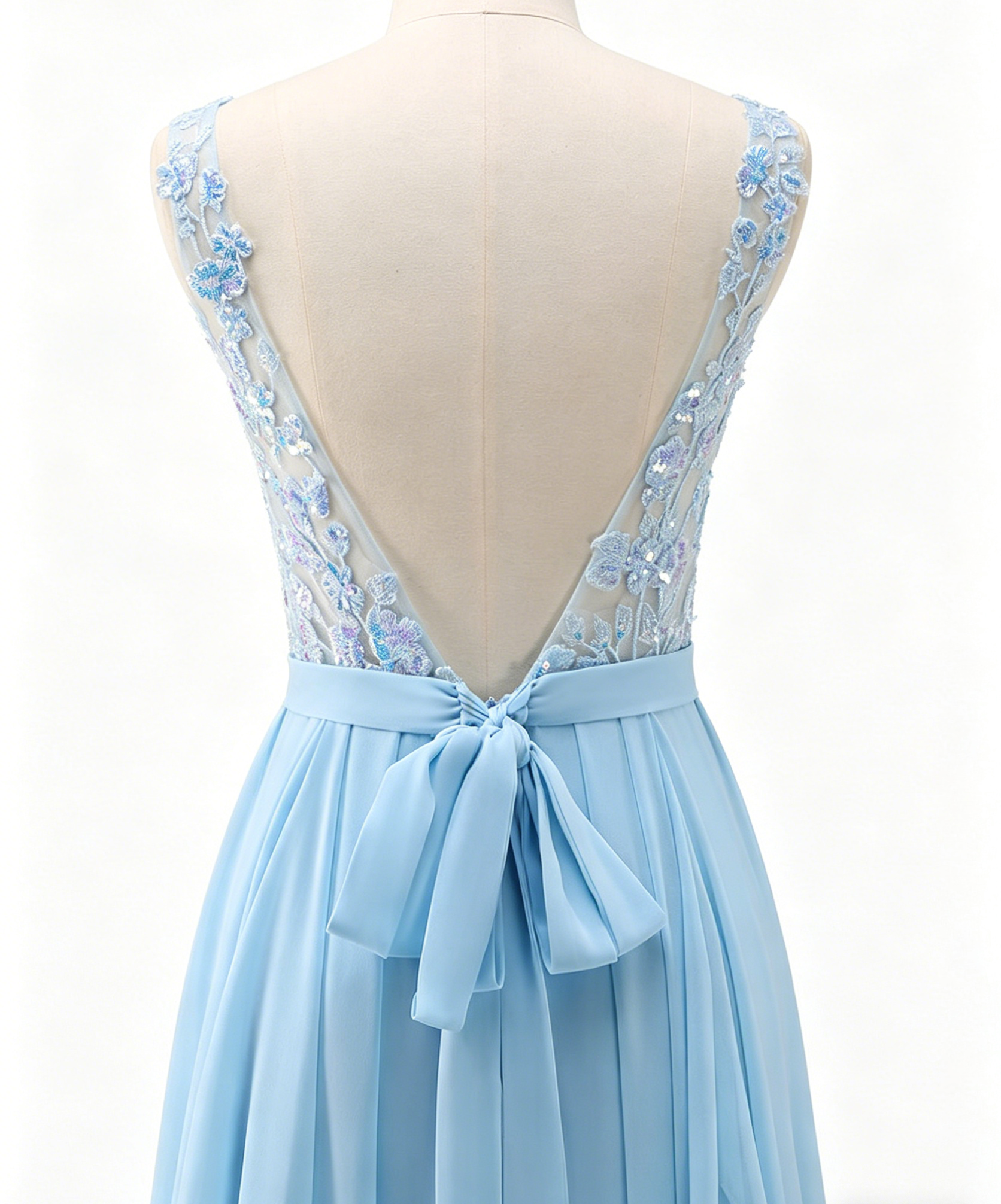 Funkelndes Maxikleid in Himmelblau – Elegantes Plissee Bateau-Ausschnitt