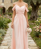 Elegantes Maxikleid in Himmelblau – Fließendes Chiffon- Beinschlitz