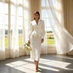 Zeitlose Eleganz in Elfenbein – Midikleid aus feiner Spitze in klassischer Tea-Length
