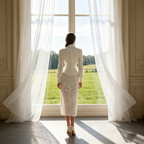 Zeitlose Eleganz in Elfenbein – Midikleid aus feiner Spitze in klassischer Tea-Length