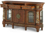 Villa Valencia Carved Wood Sideboard with Mirror Classic Chestnut