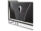 Carmela Mirrored Console Table Glossy Charcoal Sand Modern Glam