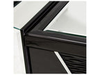 Carmela Mirrored Console Table Glossy Charcoal Sand Modern Glam