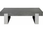 Home Iridium Rectangle Coffee Table in Gray Silver Wood and Polished Stainless Steel