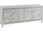 Home Elation White Media Console Table Faux Horn Resin