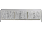 Home Elation White Long Media Console with Faux Horn Resin and Nickel Clasps