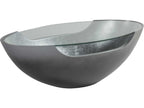Home Circa Oval Cocktail Table in Silver Gray Metal and Tempered Glass