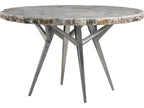 Home Mar Monte 50-Inch Round Dining Table Fossilized Shell Top Silver Base