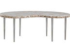 Home Seamount Kidney Coffee Table Fossilized Shell and Silver Iron