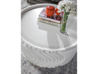 Home Volante Round Resin Drum Coffee Table in Ivory