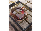 Home Moxie Rectangular Cocktail Coffee Table in Black and Gold Metal and Glass