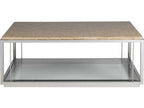 Home Thatch Rectangular Coffee Table in Rattan and Polished Stainless Steel