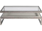 Home Soiree Rectangular Cocktail Table with Glass Top and Silver Leaf Finish
