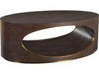 Home Verbatim Oval Coffee Table in Rich Brown with Antiqued Brass