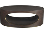 Home Verbatim Oval Coffee Table in Rich Brown with Antiqued Brass