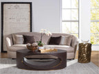 Home Verbatim Oval Coffee Table in Rich Brown with Antiqued Brass