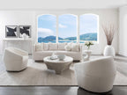 Home Claudette 3-Seat Bench Seat Sofa in White Upholstered Fabric