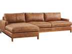Horizon 2-Piece Modular Brown Leather Sectional with Metal Base
