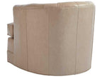 Cliffhaven Leather Swivel Barrel Chair in Taupe with Tufted Back