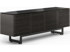 Corridor Louvered Wood Media Console in Charcoal Stained Ash