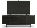 Corridor Louvered Wood Media Console in Charcoal Stained Ash