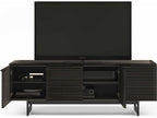 Corridor Louvered Wood Media Console in Charcoal Stained Ash