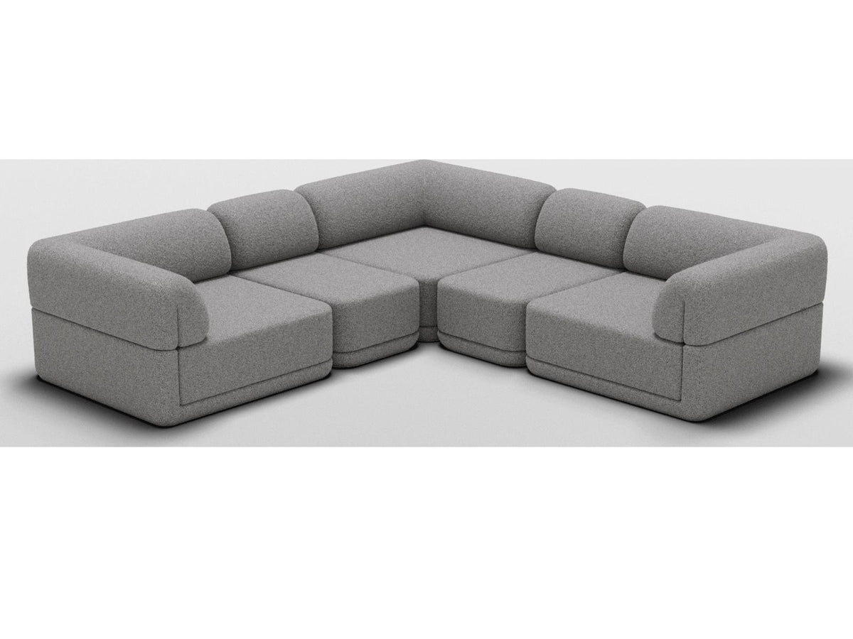 Cube Gray Upholstered Sectional Sofa