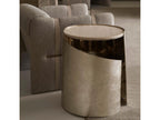 Classic Nautilus Round End Table in Taupe Silverleaf and Gold