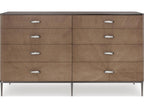 Prism 8-Drawer Double Dresser in Chocolate Tiger Maple and Bronze