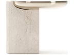 Overlap Round Side Table Light in Whisper of Gold and Travertine