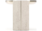 Overlap Round Side Table Light in Whisper of Gold and Travertine
