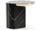Overlap Round End Table with Nero Marquina Stone Base and Whisper of Gold Top