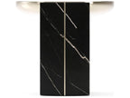 Overlap Round End Table with Nero Marquina Stone Base and Whisper of Gold Top