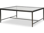 Logan Square Square Cocktail Table with Bronze Metal Frame and Tempered Glass Top