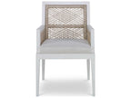 Curate Hardwood White Upholstered Arm Dining Chair
