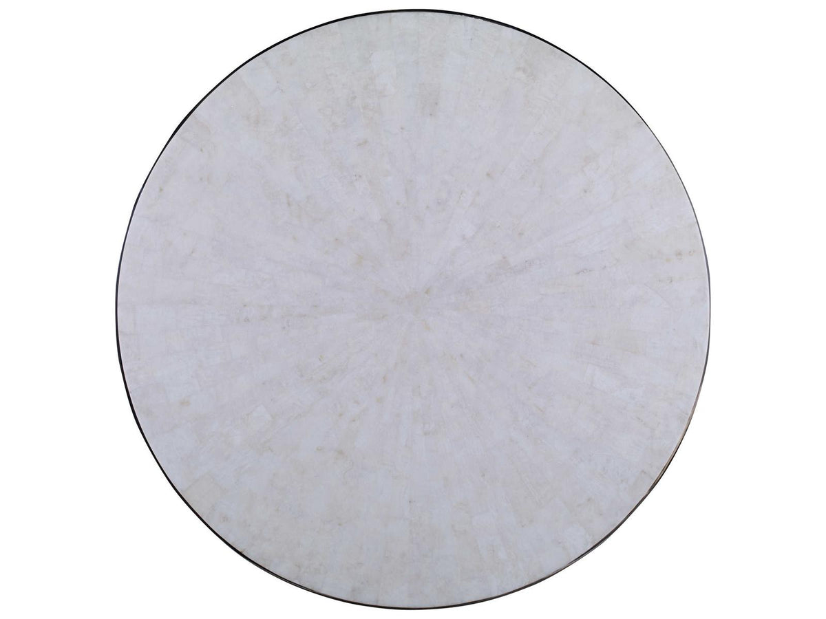 Equinox Round Coffee Table in Polished Nickel and Crystal Stone